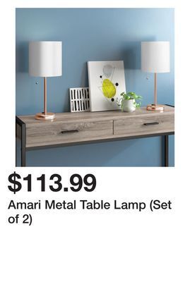 Wayfair Amari metal table lamp (set of 2) offer