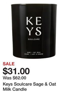 Sephora Keys soulcare sage & oat milk candle offer