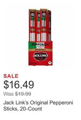 Costco Jack link's original pepperoni sticks, 20-count offer