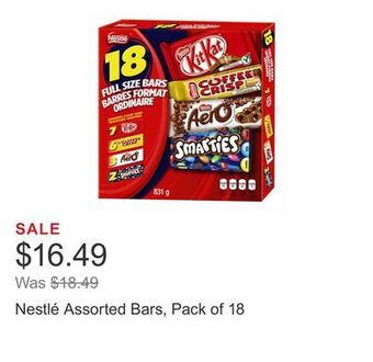Costco Nestlé assorted bars, pack of 18 offer