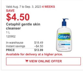 Costco Cetaphil gentle skin cleanser offer