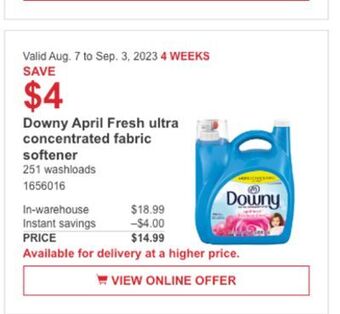 Costco Downy april fresh ultra concentrated fabric softener offer