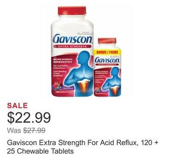 Costco Gaviscon extra strength for acid reflux, 120 + 25 chewable tablets offer