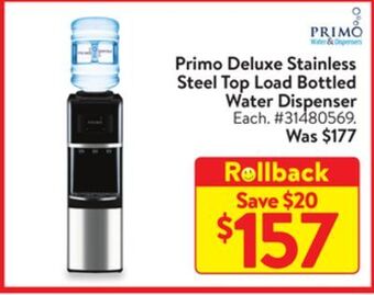 Walmart Primo deluxe stainless steel top load bottled water dispenser offer