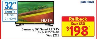 Walmart Samsung 32 smart led tv offer