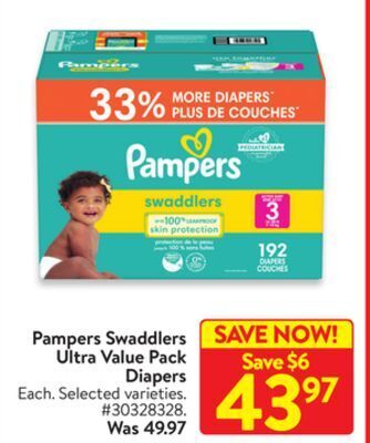Walmart Pampers swaddlers ultra value pack diapers offer