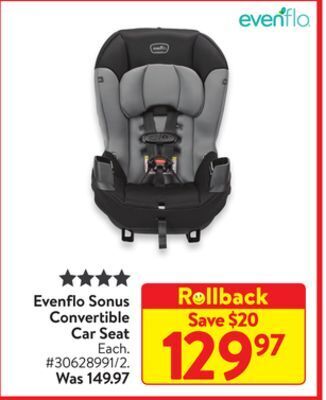 Walmart Evenflo sonus convertible car seat offer