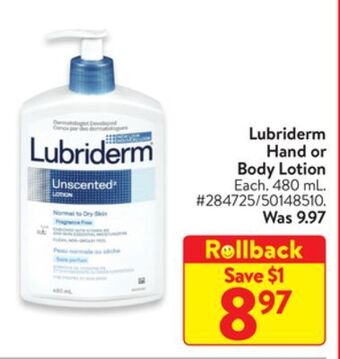 Walmart Lubriderm hand or body lotion offer