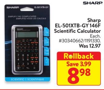 Walmart Sharp el-501xtb-gy 146f scientific calculator offer