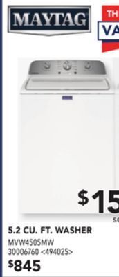 Lowe's Maytag 5.2 cu. ft. washer offer