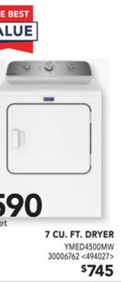 Lowe's Maytag 7 cu. ft. dryer offer
