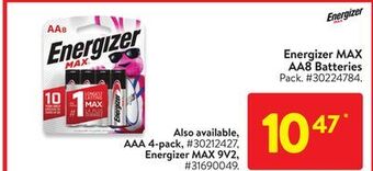 Walmart Energizer max aa8 batteries offer