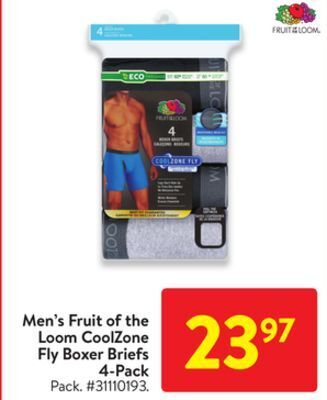 Walmart Men's fruit of the loom coolzone fly boxer briefs offer