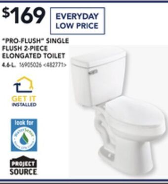 Lowe's Project source pro-flush single flush 2-piece elongated toilet offer