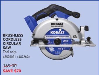 Lowe's Kobalt brushless cordless circular saw offer