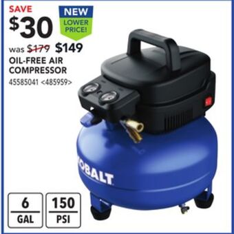 Lowe's Kobalt oil-free air compressor offer