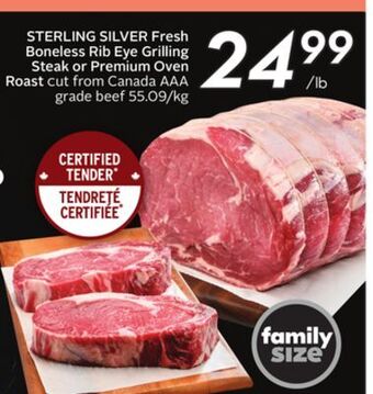 Sobeys Fresh boneless rib eye grilling steak or premium oven roast offer