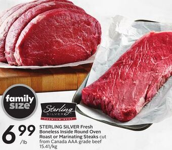 Sobeys Fresh boneless inside round oven roast or marinating steaks offer