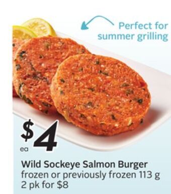 Sobeys Wild sockeye salmon burger offer