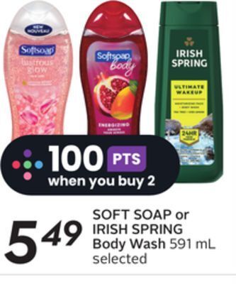 Sobeys Soft soap or irish spring body wash offer