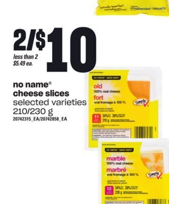 Independent Grocer No name® cheese slices, 210/230 g offer