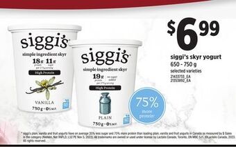 Loblaws Siggi's skyr yogurt, 650 - 750 g offer