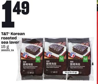Loblaws T&t® korean roasted sea laver, 15 g offer