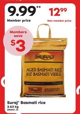 Loblaws Suraj® basmati rice, 3.63 kg offer