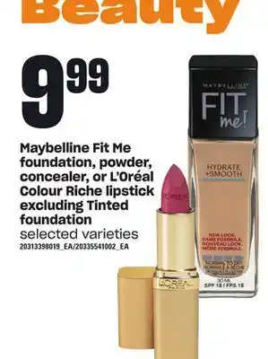 Loblaws Maybelline fit me foundation, powder, concealer, or l'oréal colour riche lipstick excluding tinted foundation offer
