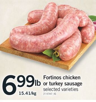 Fortinos Fortinos chicken or turkey sausage offer