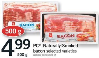 Fortinos Pc naturally smoked bacon, 500 g offer