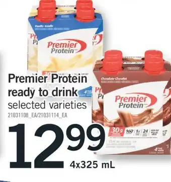 Fortinos Premier protein ready to drink, 4x325 ml offer