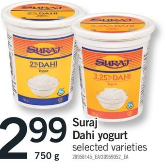 Fortinos Suraj dahi yogurt, 750 g offer