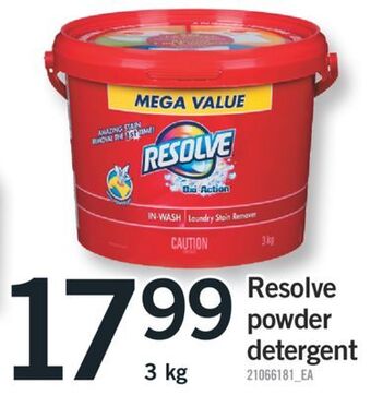 Fortinos Resolve powder detergent,3 kg offer