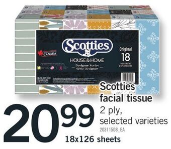 Fortinos Scotties facial tissue, 18x126 sheets offer