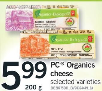 Fortinos Pc® organics cheese, 200 g offer