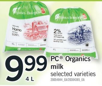 Fortinos Pc® organics milk offer