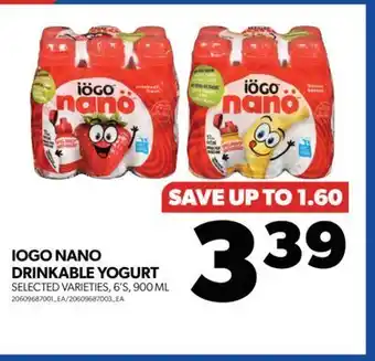 Real Canadian Superstore Iogo nano drinkable yogurt, 6's, 900 ml offer