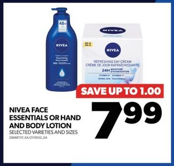 Real Canadian Superstore Nivea face essentials or hand and body lotion offer