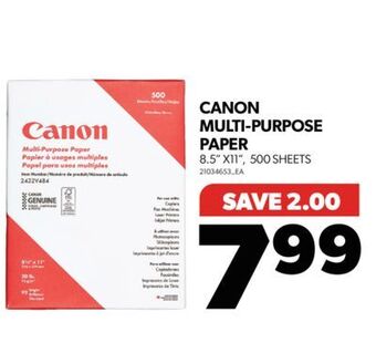Real Canadian Superstore Canon multi-purpose paper, 8.5 x11, 500 sheets offer