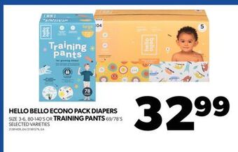 Real Canadian Superstore Hello bello econo pack diapers size, 3-6, 80-140's or training pants, 69/78's offer
