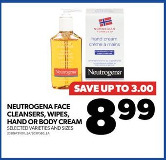 Real Canadian Superstore Neutrogena face cleansers, wipes, hand or body cream offer