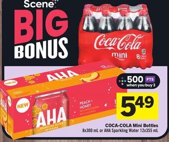 Foodland Coca-cola mini bottles 8x300 ml or aha sparkling water 12x355 ml offer