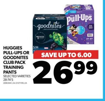 Real Canadian Superstore Huggies pull-ups or goodnites club pack training pants, 28-74's offer