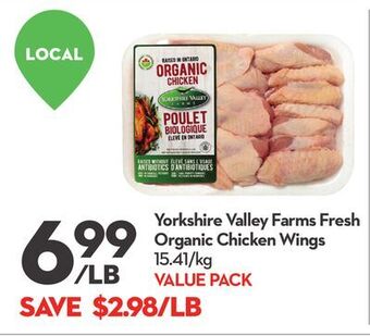 Longo's Yorkshire valley farms fresh organic chicken wings offer