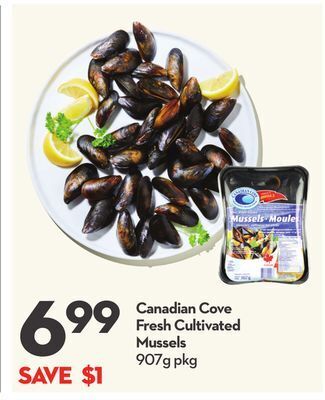 Longo's Canadian cove fresh cultivated mussels offer