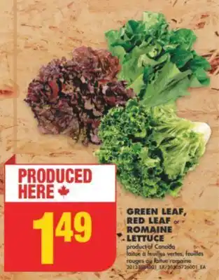 No Frills Green leaf, red leaf or romaine lettuce offer
