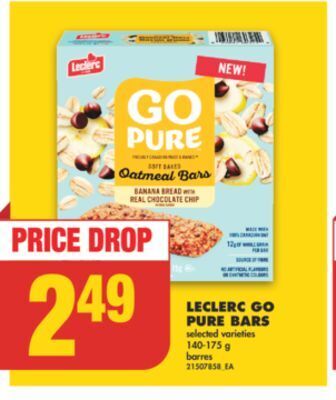 No Frills Leclerc go pure bars, 140-175 g offer