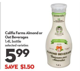Longo's Califia farms almond or oat beverages offer