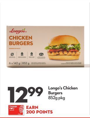 Longo's Longo's chicken burgers offer